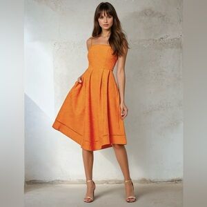 Eva Mendes Megan Strapless Dress Size 4 Orange Textured Knit Fit n Flare NWT